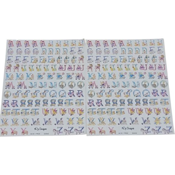 NRN Designs Alphabet Stickers Baby Animals 2 Sheets S3002 Scrapbooking Crafts - Picture 1 of 3